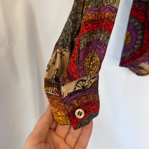 Rafaella Maximal Print Steampunk Scoop Neck Blouse Size Medium - Picture 4 of 7